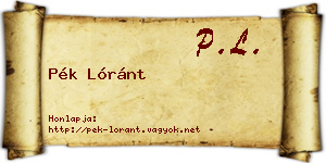 Pék Lóránt névjegykártya