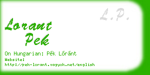 lorant pek business card